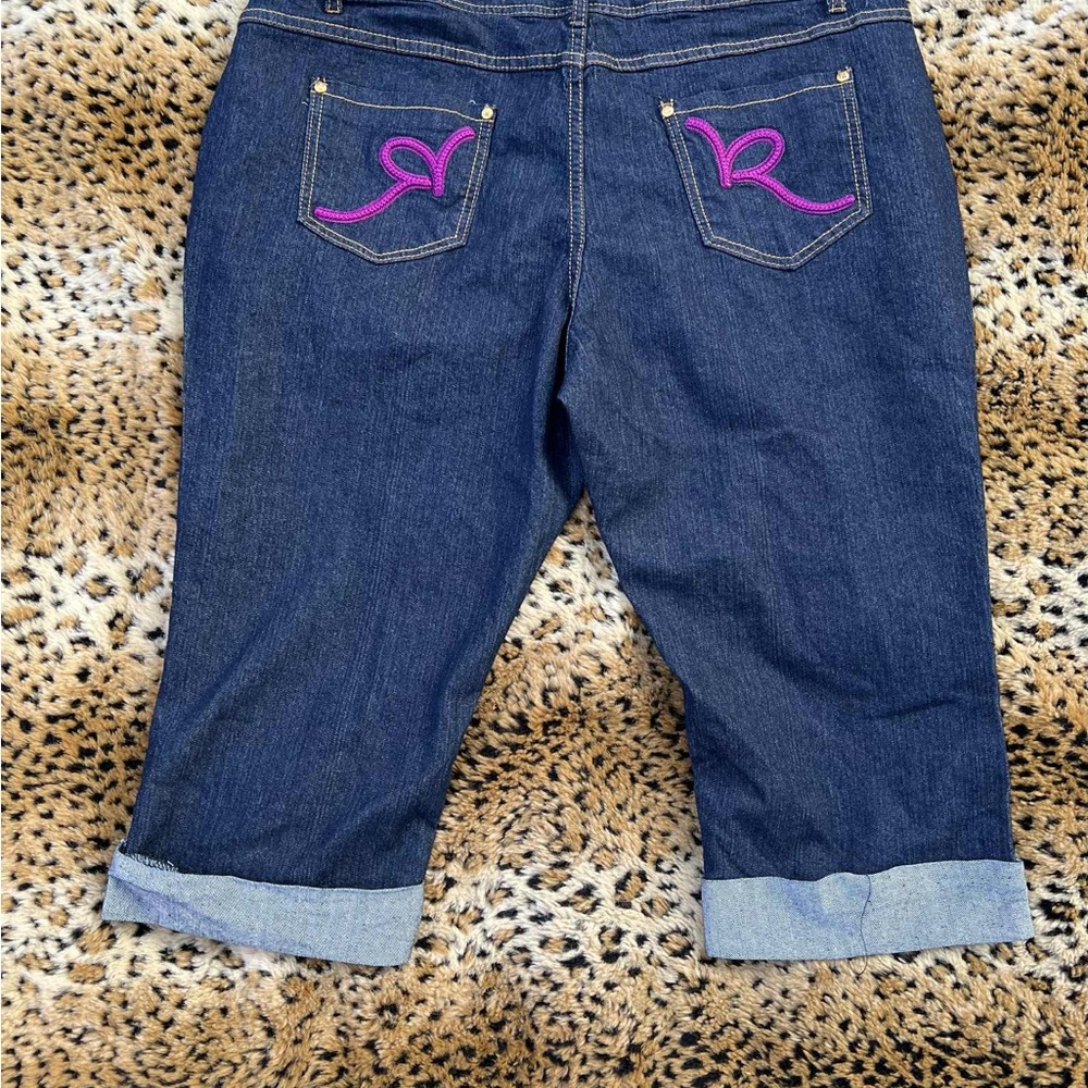 Rocawear Women's Jean Shorts - Dark Blue with Pink Accents